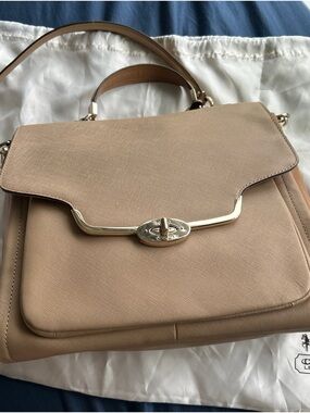 Coach Madison Sadie Flap Satchel in Saffiano leather with gold-tone hardware